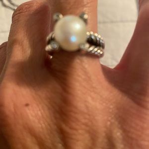 Cable Pearl Ring With Diamonds - David Yurman